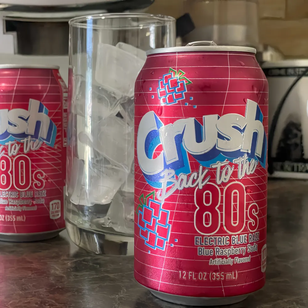CRUSH back to the 80's Electric Blue Razz Soda (Blue Raspberry Flavor) 355ml