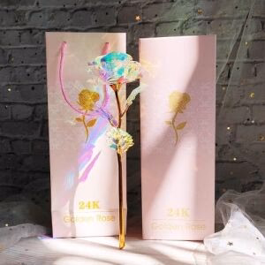 Crystal Galaxy 24k Gold Foil  Rose  - White