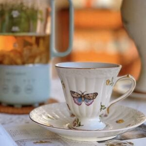 Garden Whispers Porcelain Tea Cup Set -Butterfly Ivory