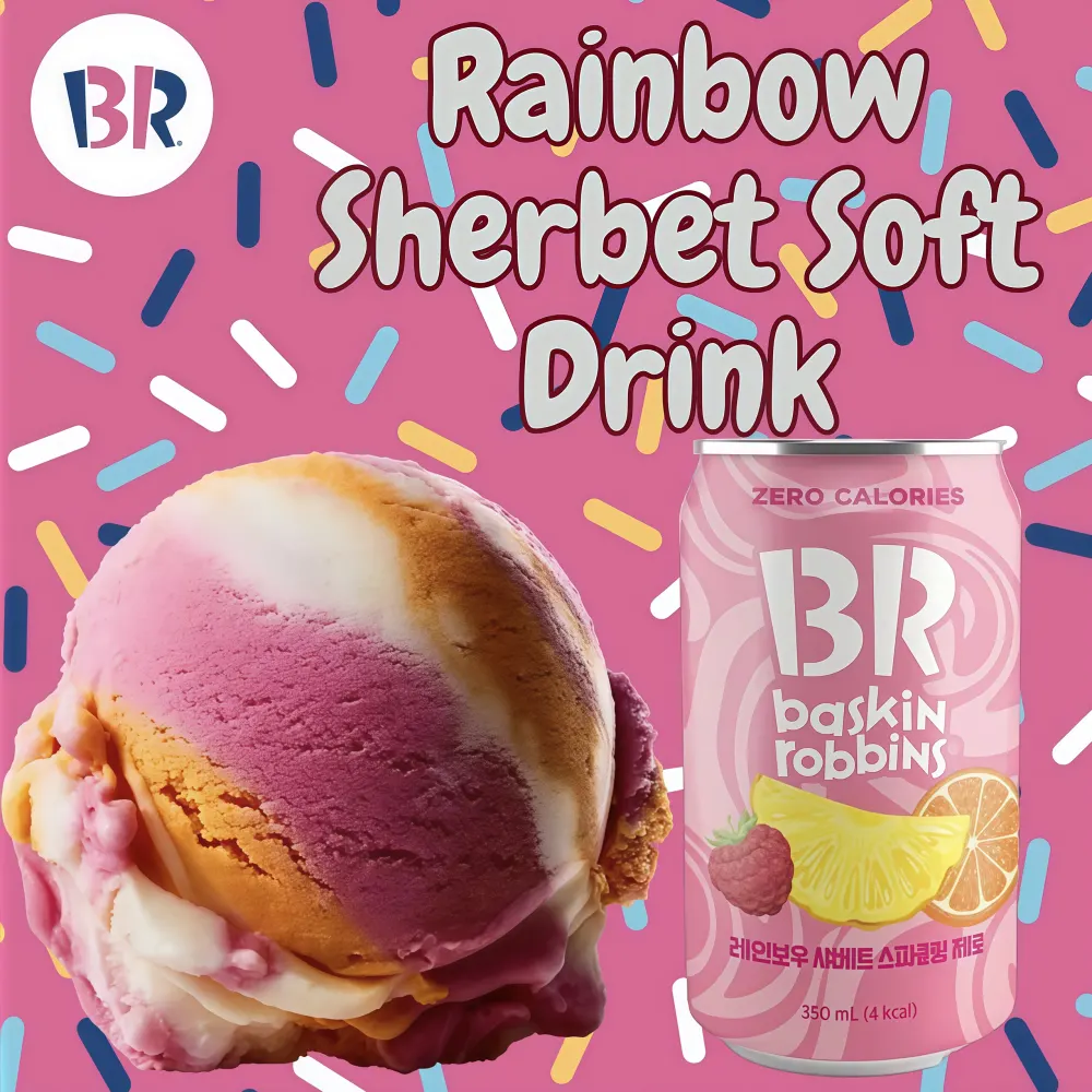 BASKIN ROBBINS Rainbow Sherbet Sparkling 0 Cal  (Mix Fruit) 350ml