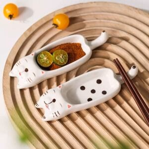 Lucky Cat Sauce Dish & Chopstick Rest
