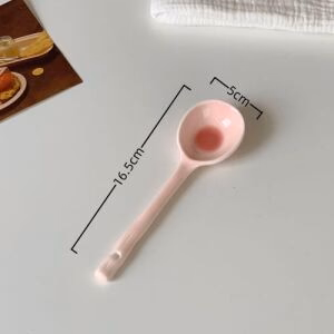 Cute Macaron-colored Ceramic Spoon - Red