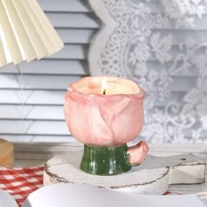 Tulip-Shaped Ceramic Container Pink
