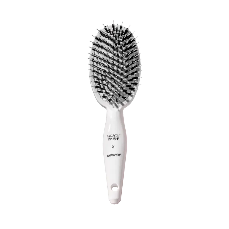 HAIRtamin Miracle Brush – Viral World-Famous 6x Sold Out Paddle Brush - Smoother, Stronger, Shinier Hair - Boar Bristle Brush with Nylon Bristles and Microsphere Massaging Tips - Stimulates Scalp, Boosts Volume, Enhances Shine & Detangles Hair