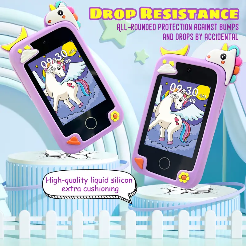 Kids Smart Phone for Girls,boys Gifts - Toddler Christmas Birthday Gift for Age 3 4 5 6 Year Old, Kids Cell Phone Toy with Touchscreen, Dual Cameras, Learning, Music Player, Games with 8 GB Card Electronic Drum