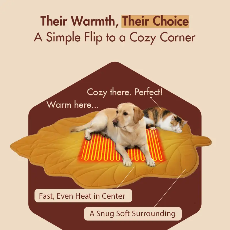 Vagascape Heated Pet Pad for Dogs & Cats – 7-Layer Safety Design, Auto Overheat Protection, Chew-Resistant Cord, Waterproof & Machine Washable, Ideal for Indoor & Outdoor Use Shaped Beds