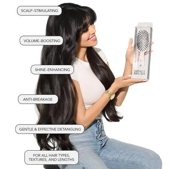HAIRtamin Miracle Brush – Viral World-Famous 6x Sold Out Paddle Brush - Smoother, Stronger, Shinier Hair - Boar Bristle Brush with Nylon Bristles and Microsphere Massaging Tips - Stimulates Scalp, Boosts Volume, Enhances Shine & Detangles Hair