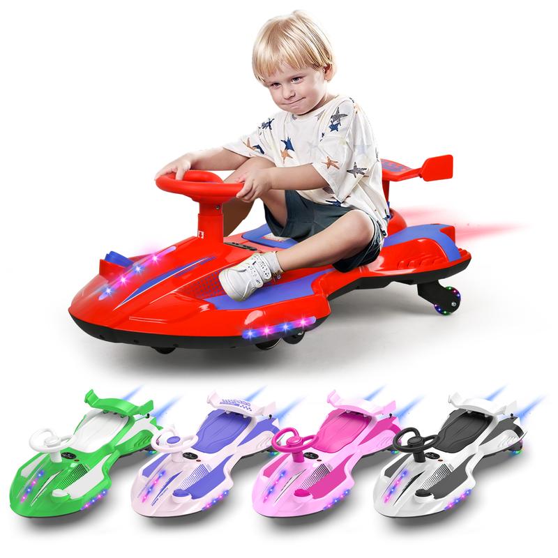 12V Electric Wiggle Car with Pedal, 2 in 1 Wiggle Car Ride On Toys for Kids Ages 3 and Up, Anti-Rollover Flashing Wheels, Bluetooth, Music2,Halloween&Christmas gifts,Devil Drift Car,whiteelephantgift