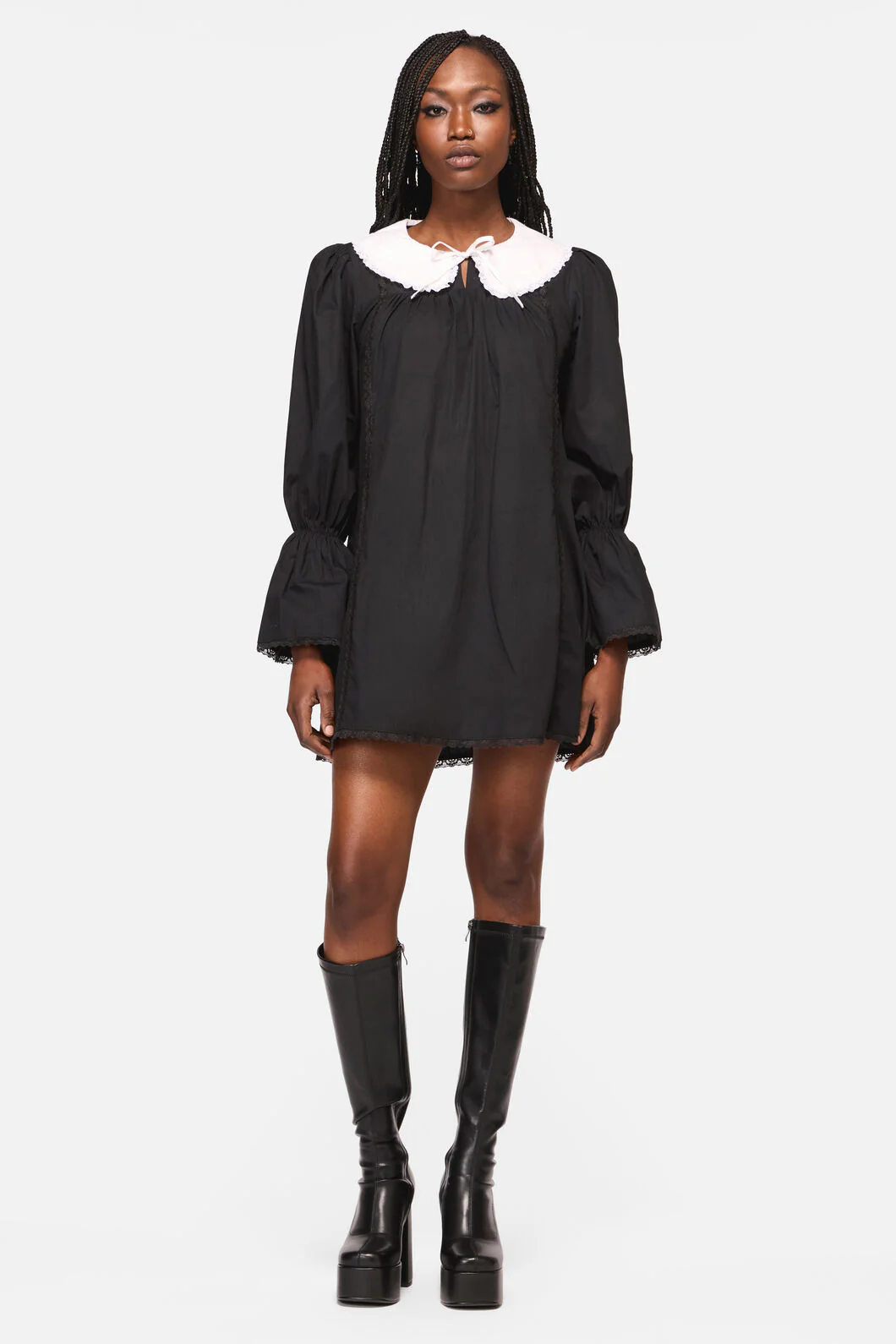 The Adorned Collar Lace LS Dress