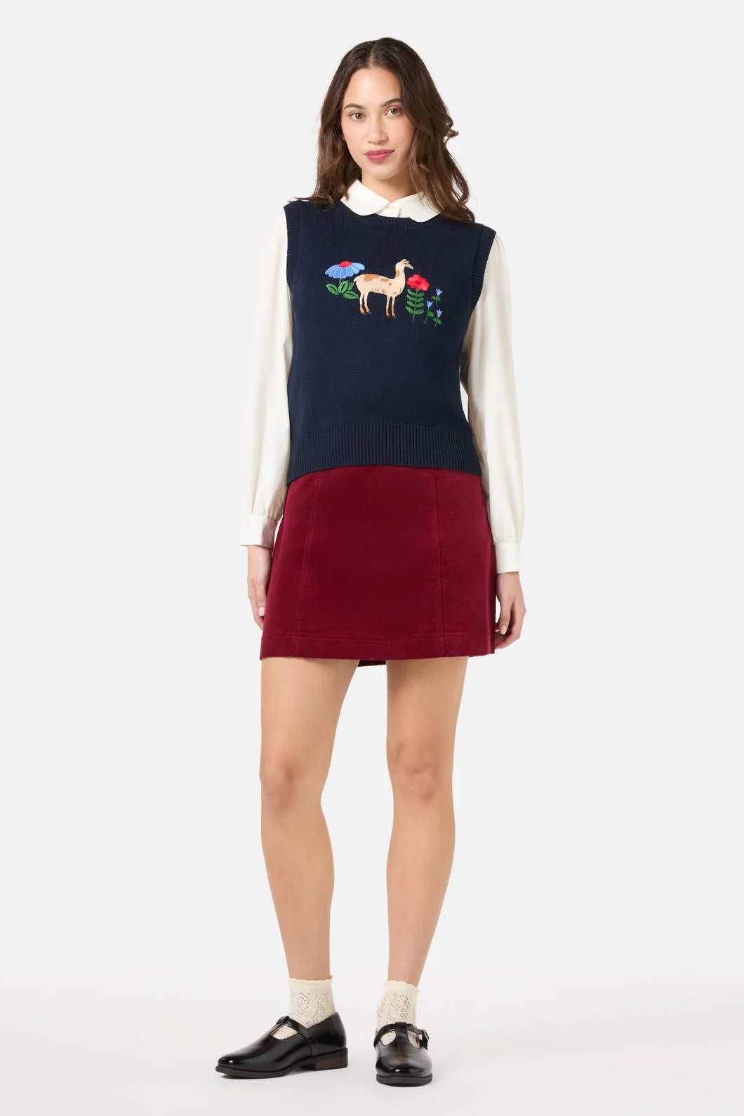 Llama Embroidered Knit Vest