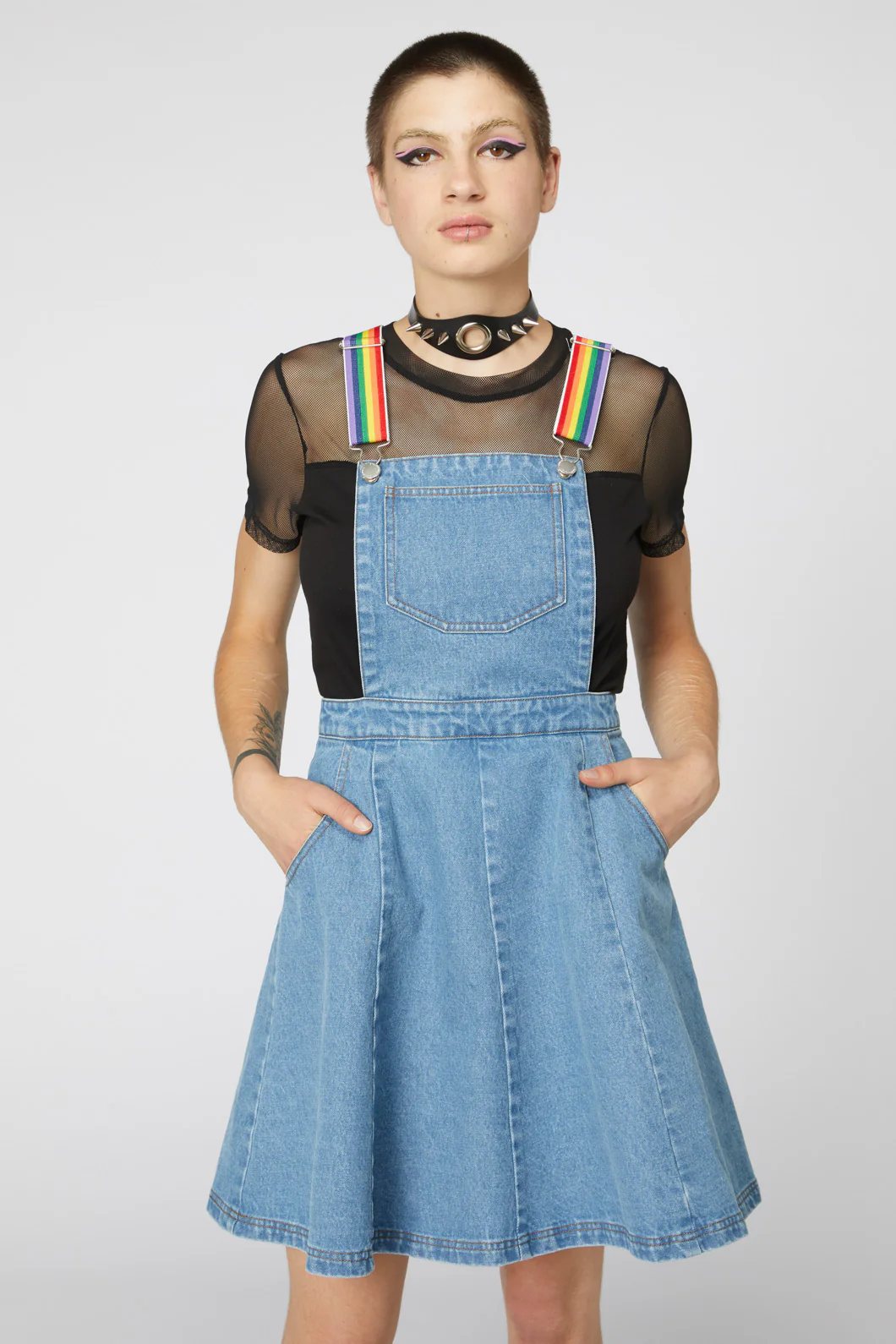 Denim Rainbow Strap Pinny