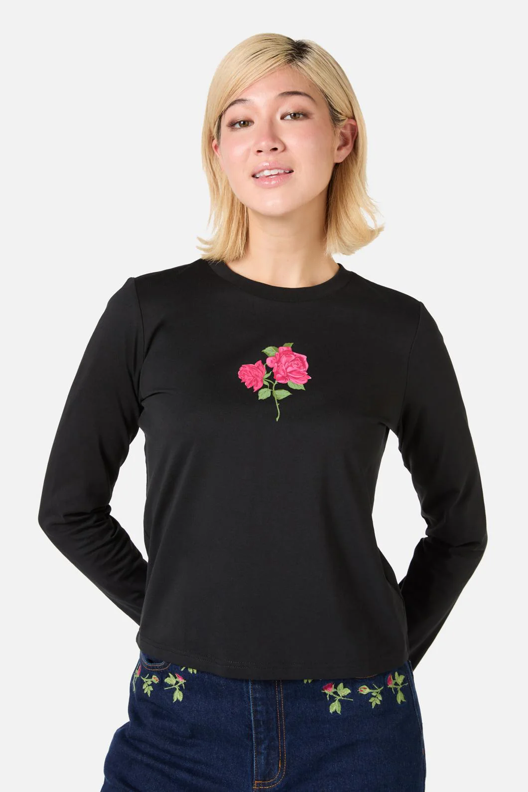 Rose Long Sleeve Printed Tee