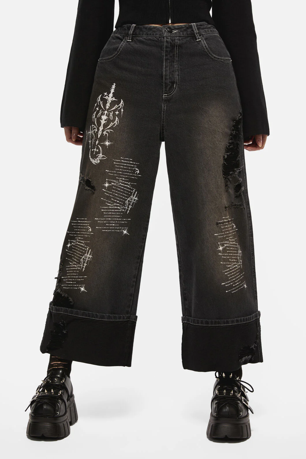 Sigil Distressed Wide Leg Jean