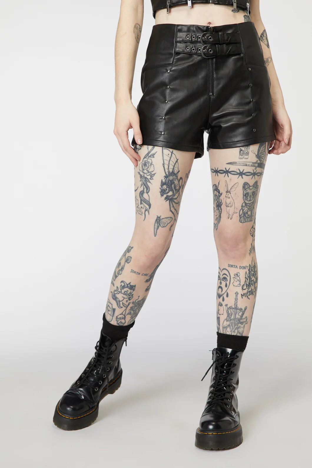 Punk Studded PU Shorts