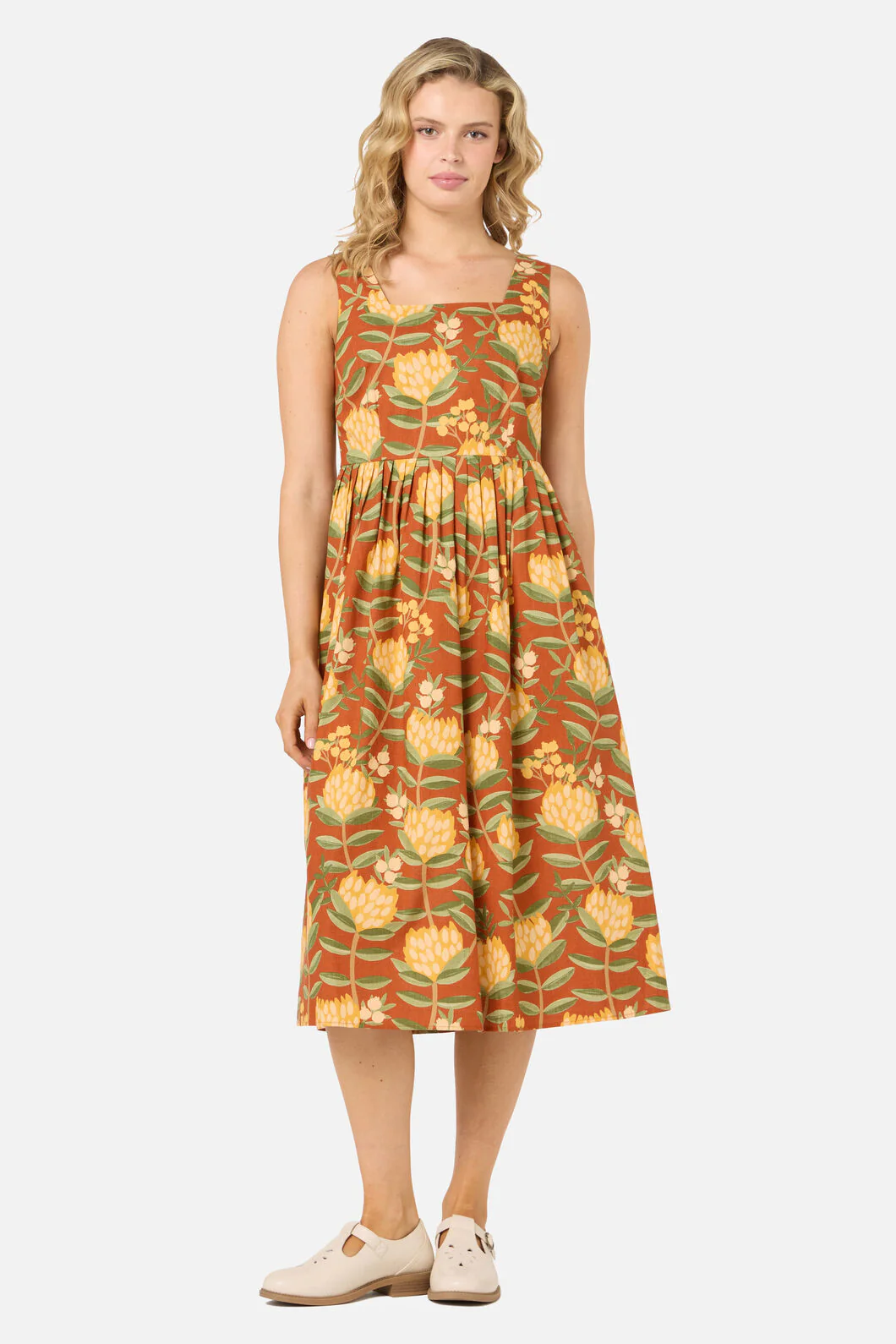 Protea Flower Midi Dress