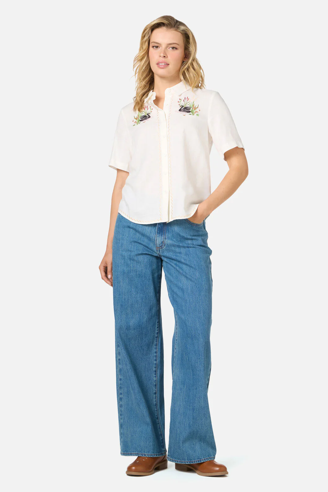 Swan Embroidered Shirt