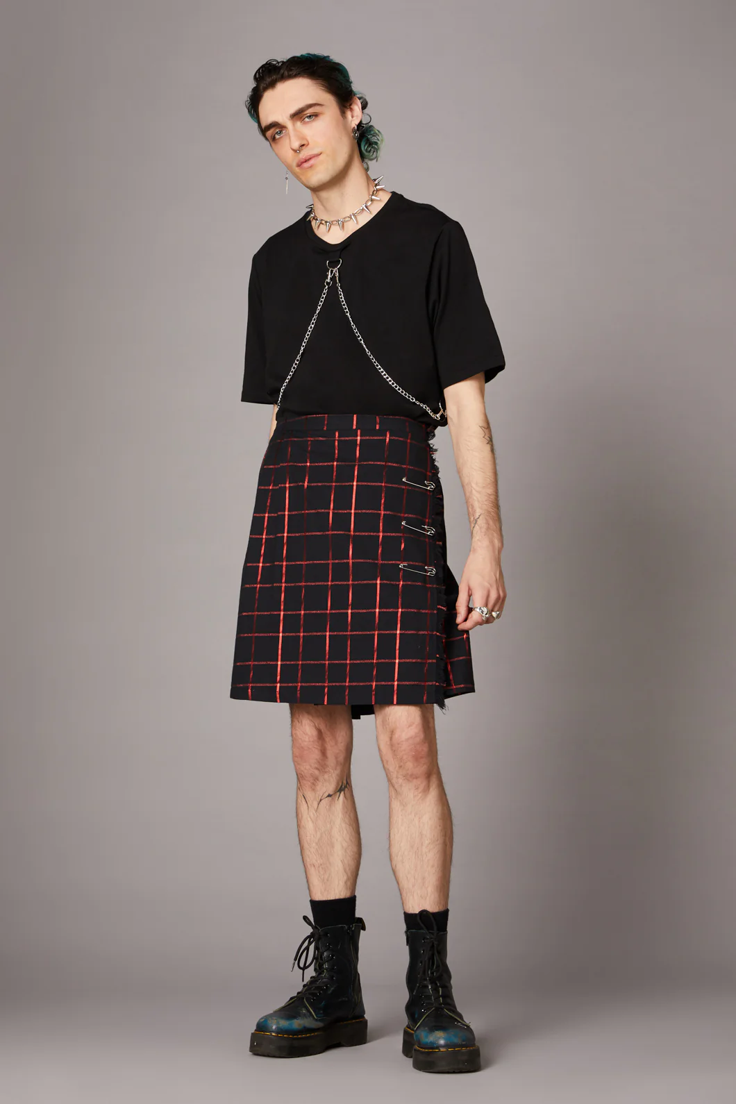 Metallic Check Tartan Kilt