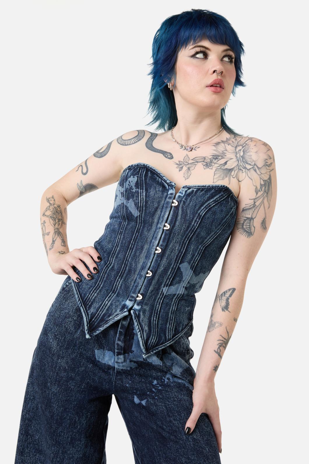 Never Mind The Denim Corset Top