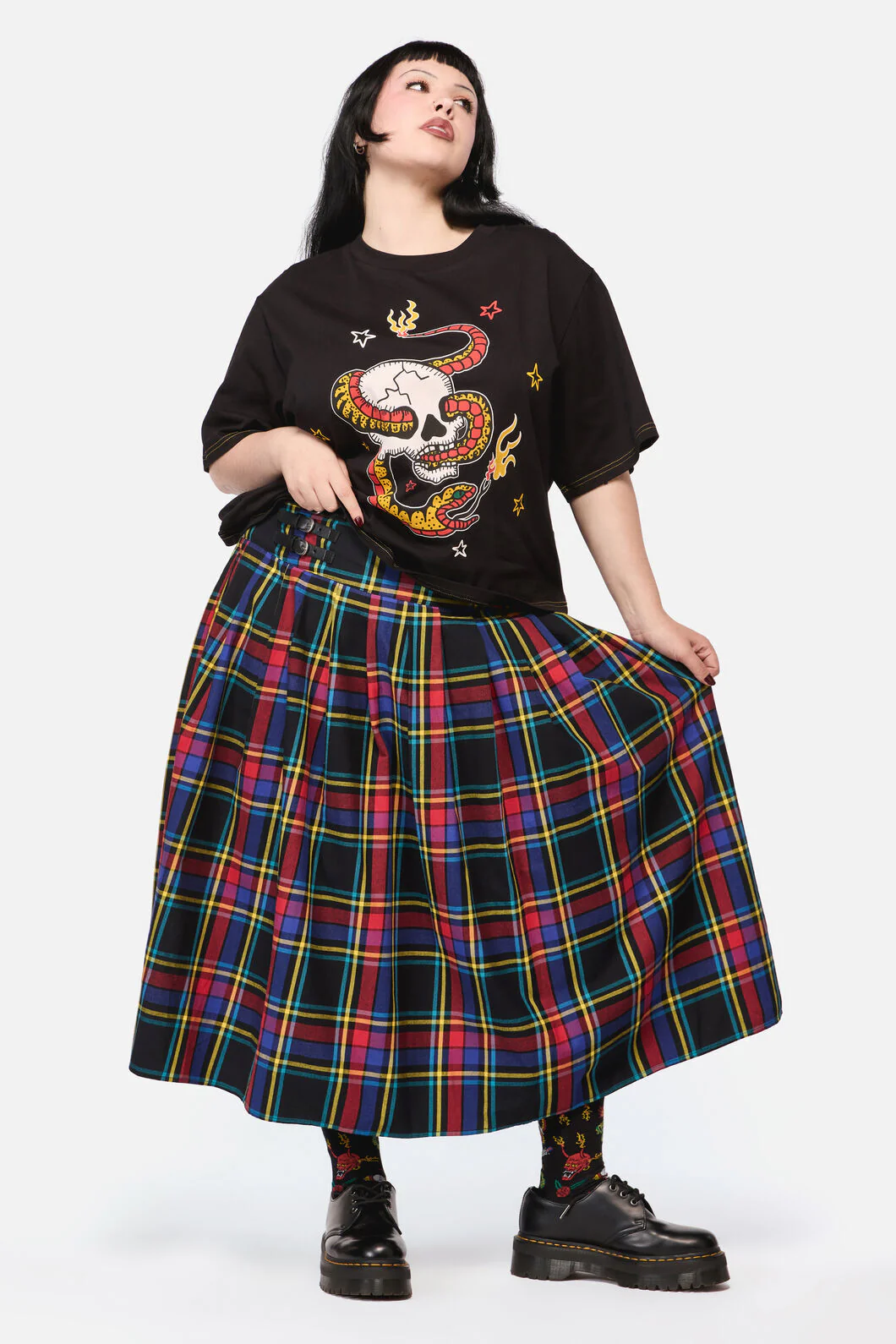 Curve Anarchic Tartan Midi Skirt