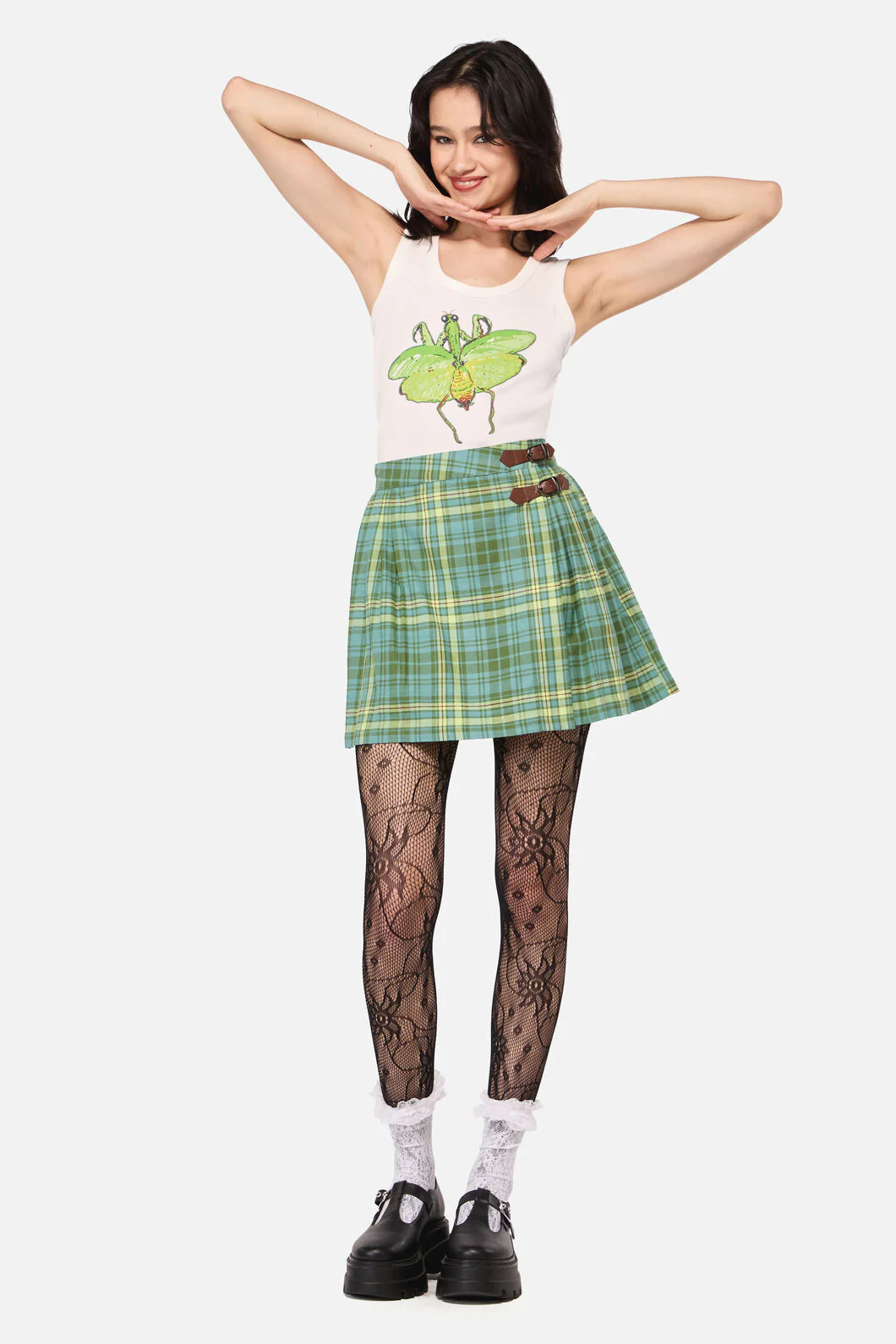 Insect Obsessed Tartan Mini Skirt