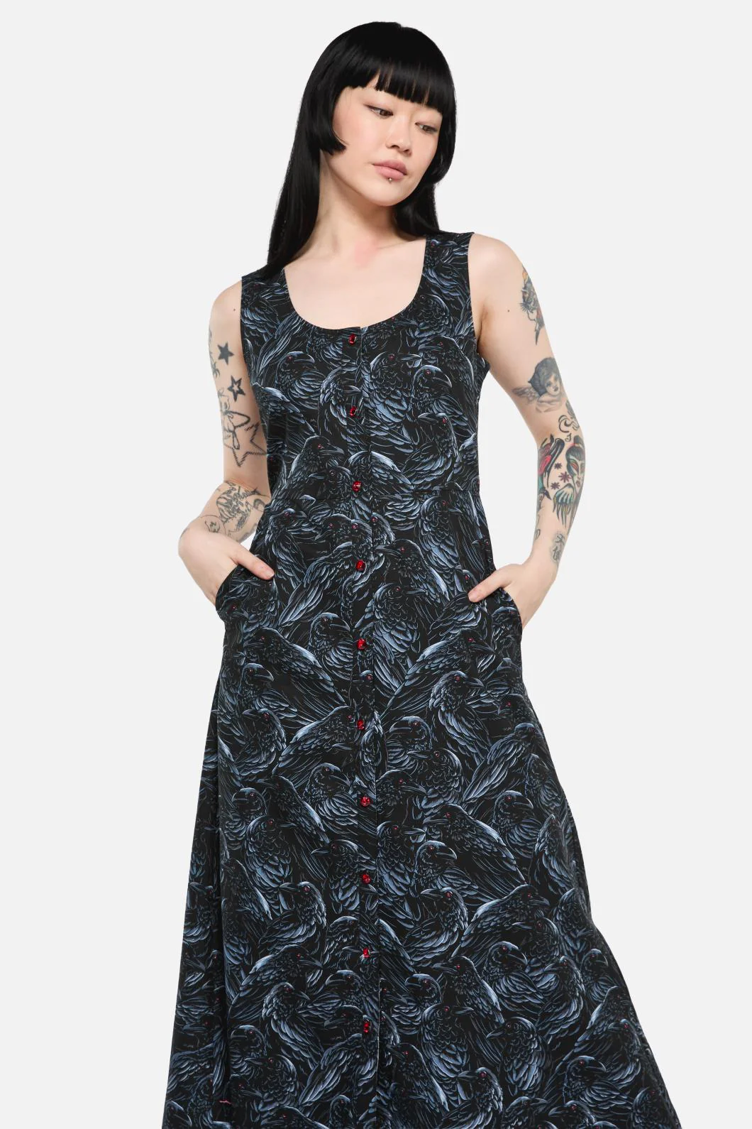 Murder Of Crows Midi Dress