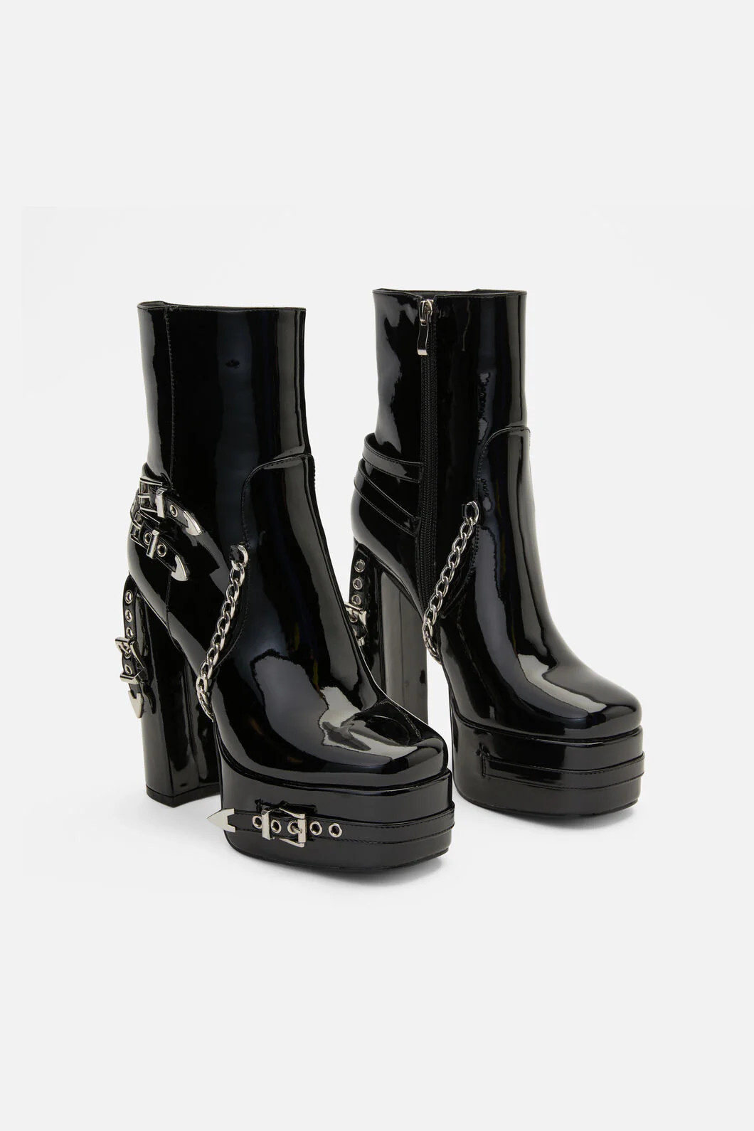 Buckle Patent Heel Boots