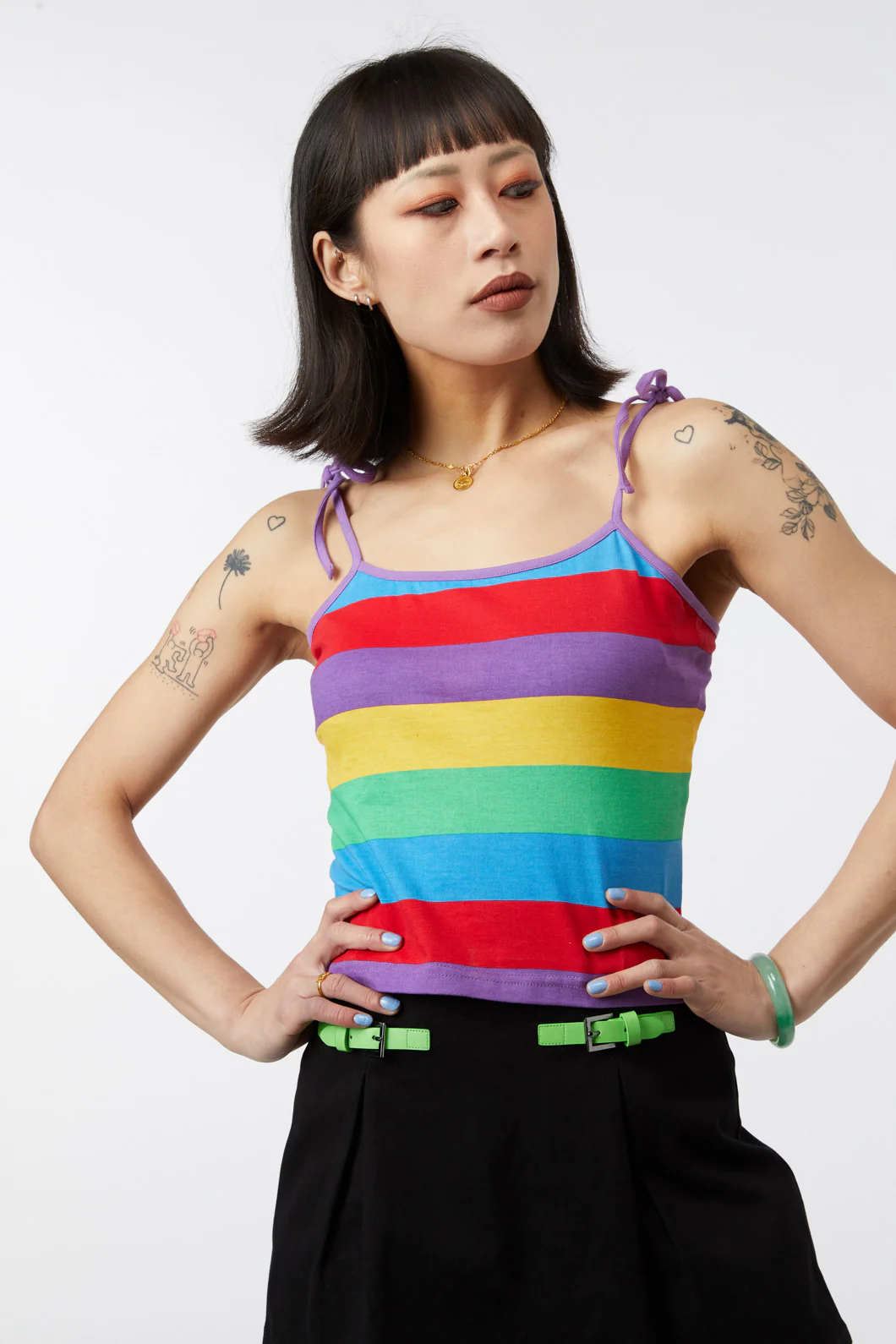 Rainbow Stripe Crop Singlet