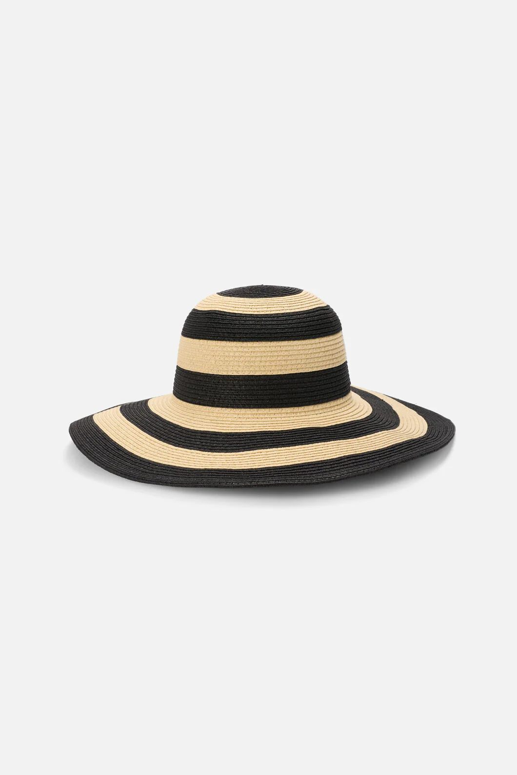 Black & Cream Straw Sun Hat