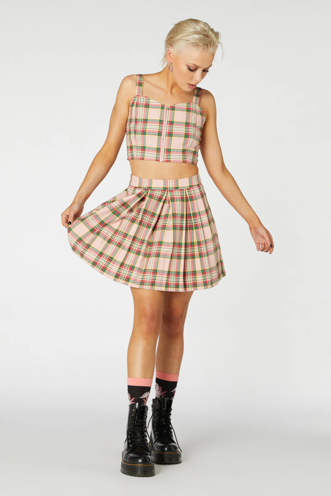 Spring Tartan Strap Crop Top