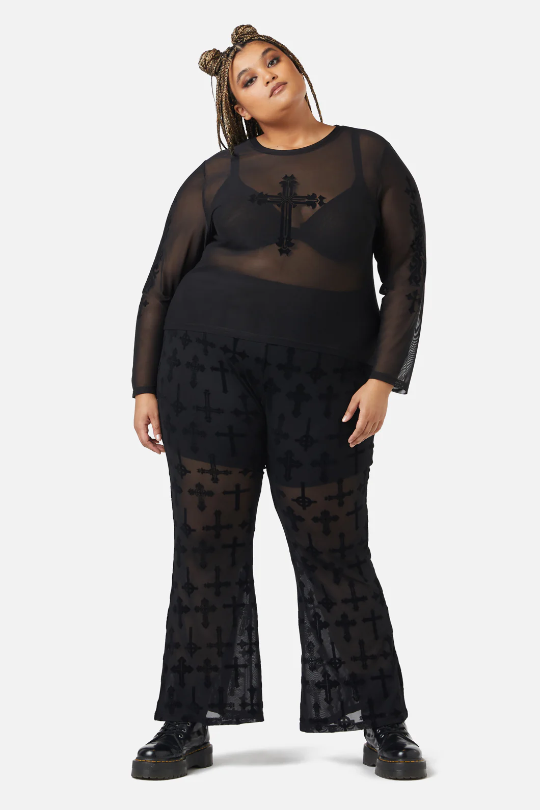 Curve Hail Lilith Flocked Mesh Top
