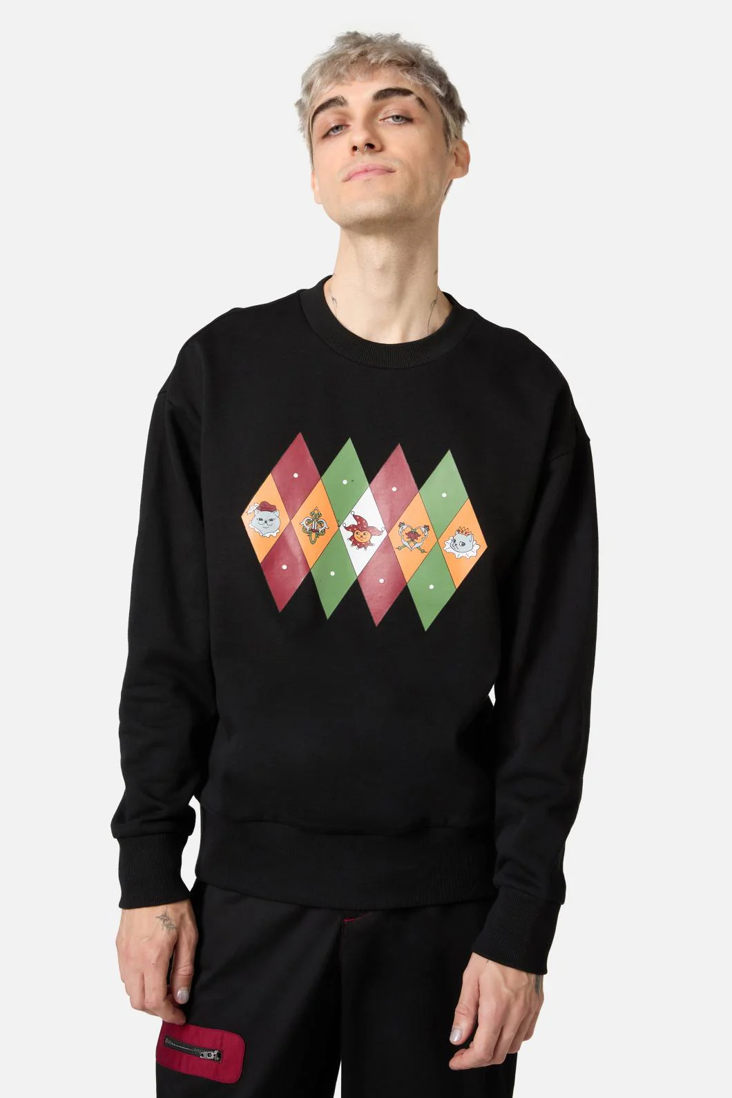 Crowned Cats Argyle Sweater