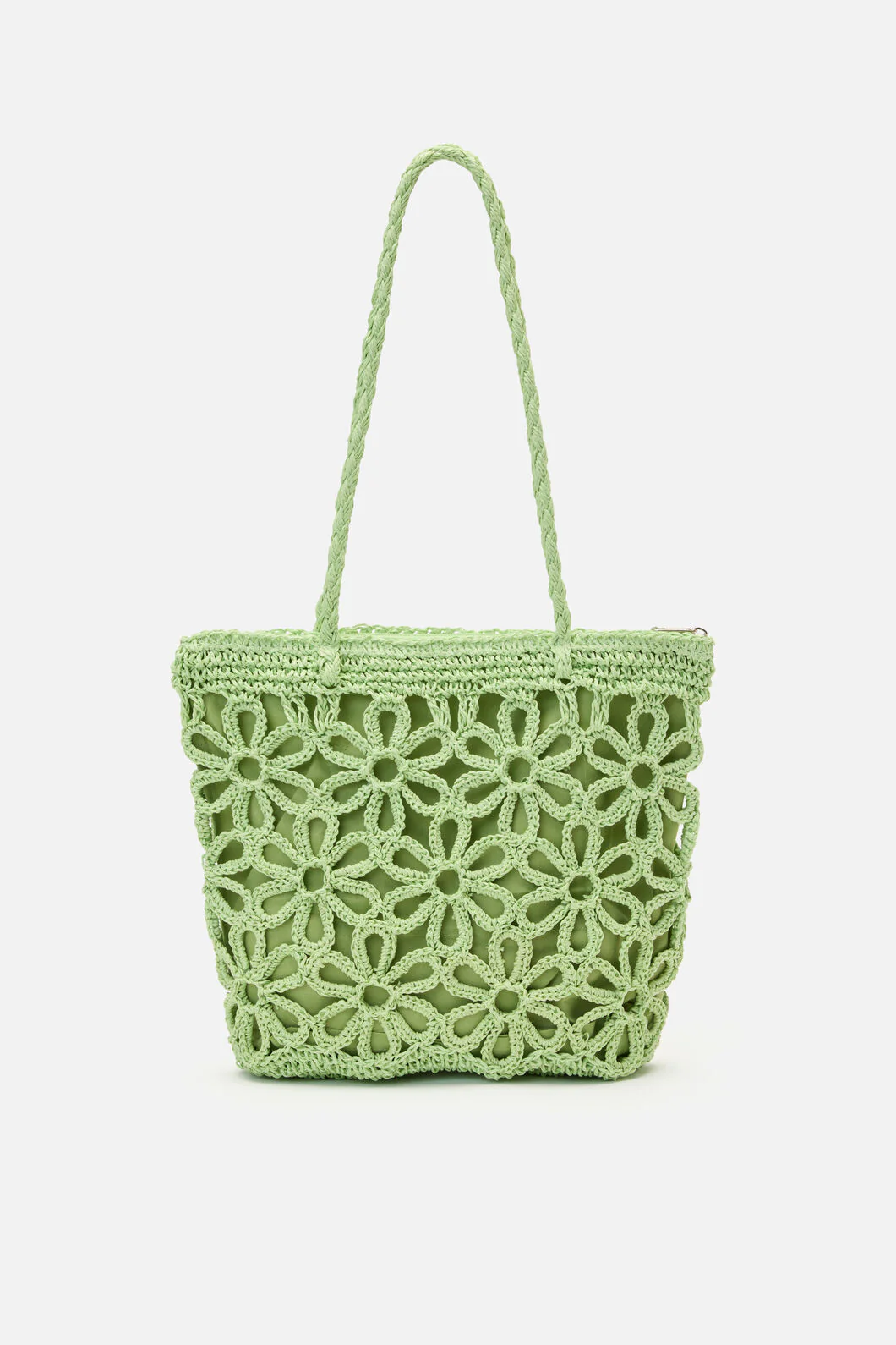 Mint Flower Straw Bag