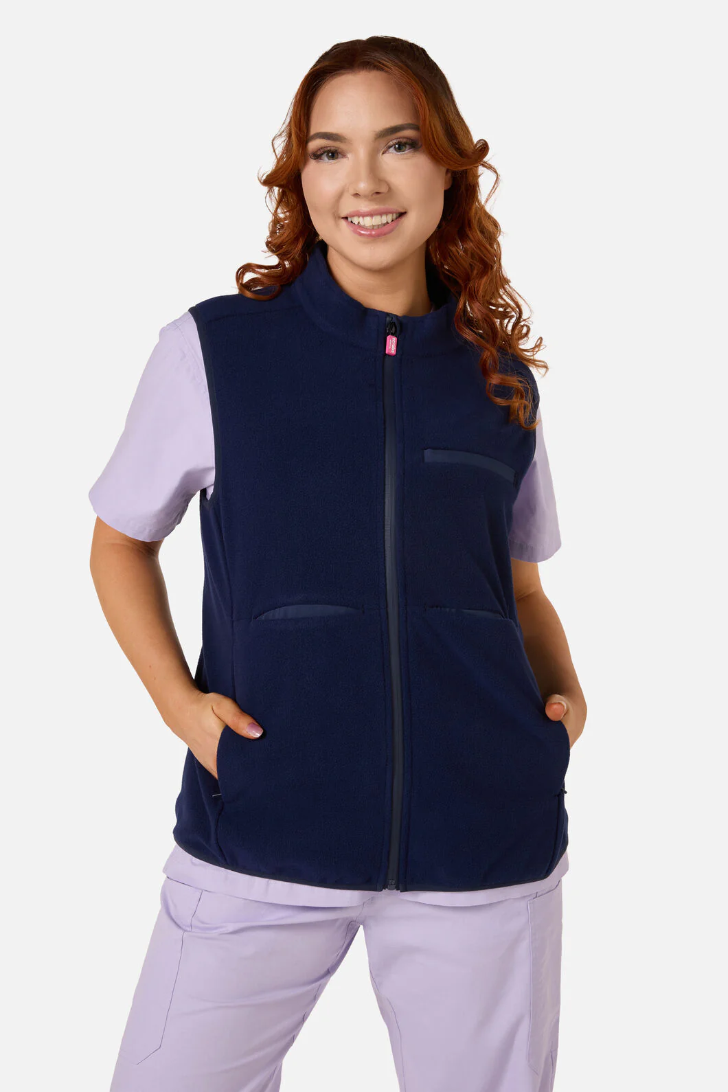 Navy Polar Fleece Scrub Vest