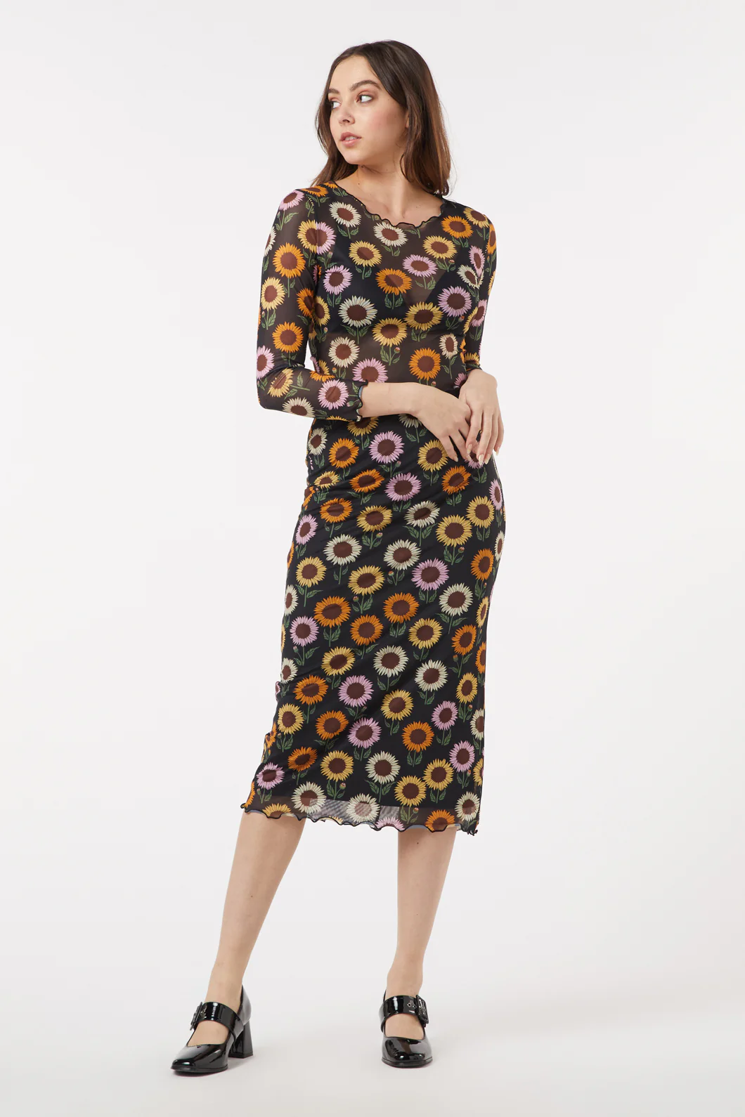 Sunflower Mesh Crop Top