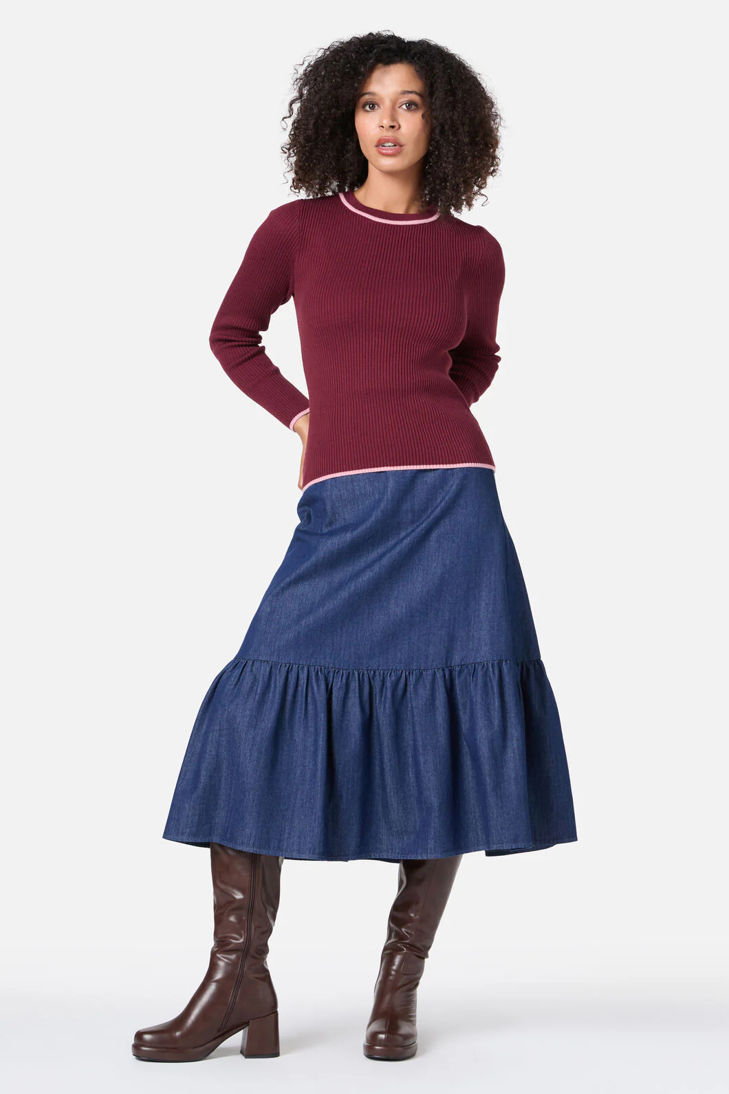 Kara Denim Midi Skirt