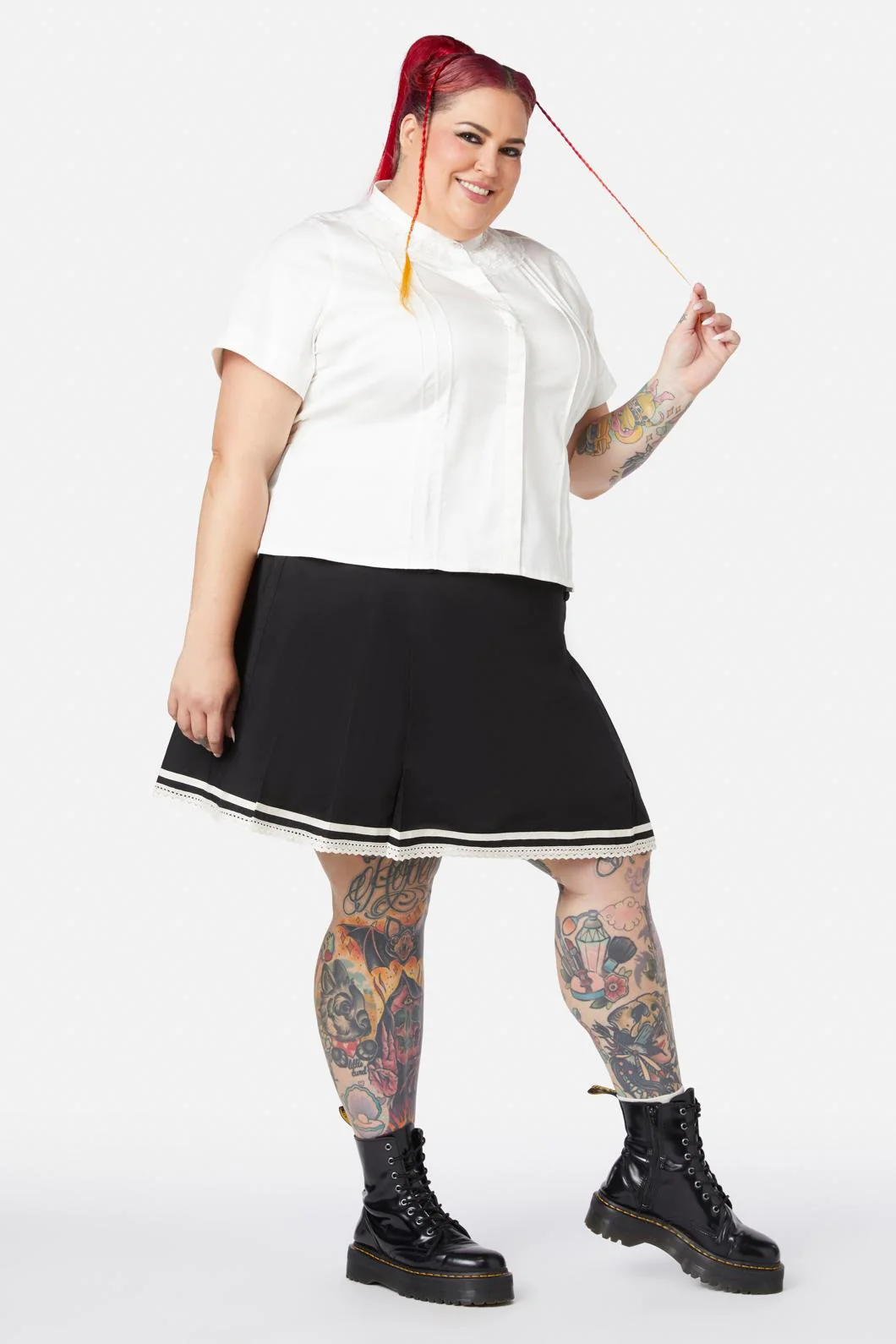 Curve Sunset Lace Trim Blouse