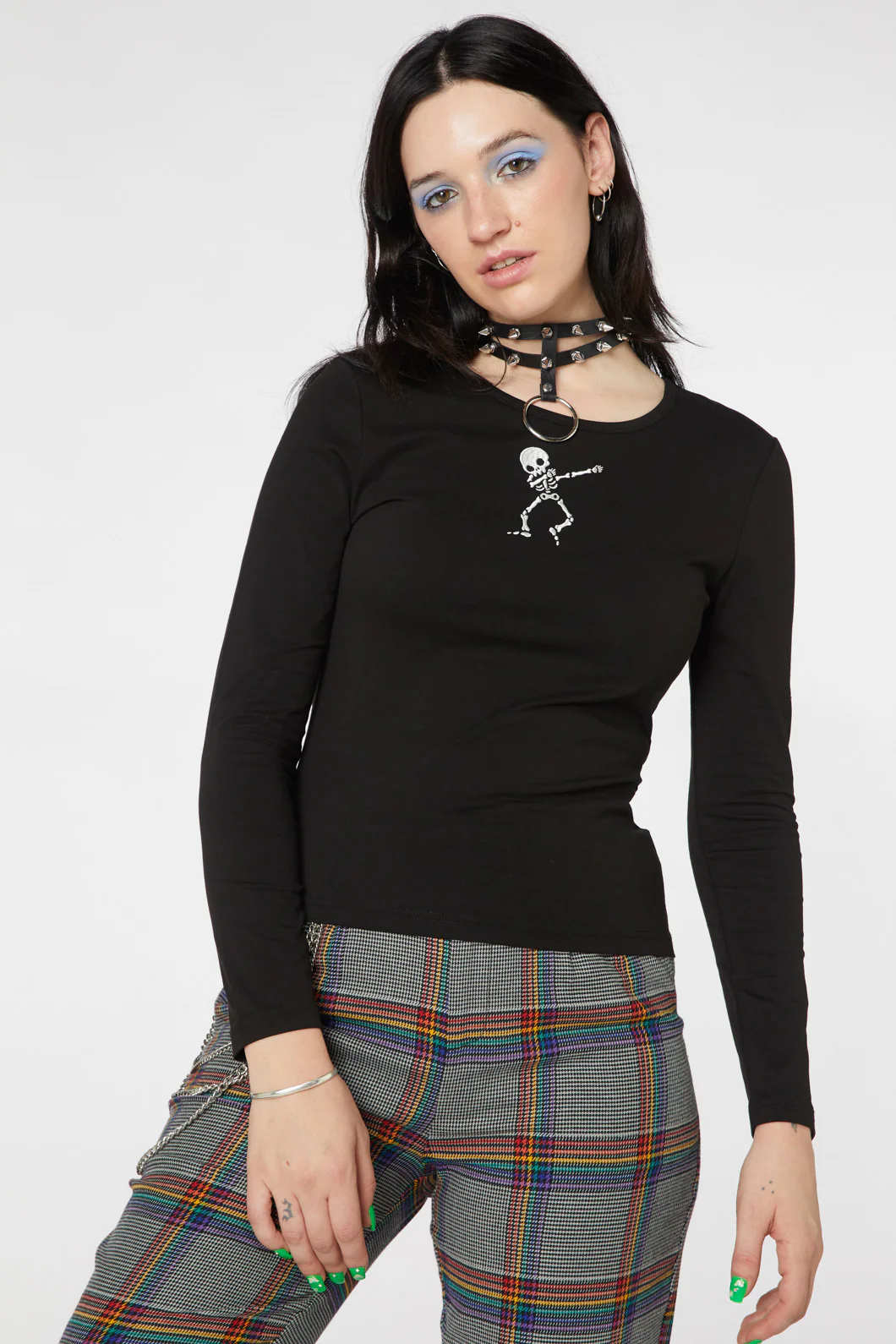 Embroidered Skeleton Top