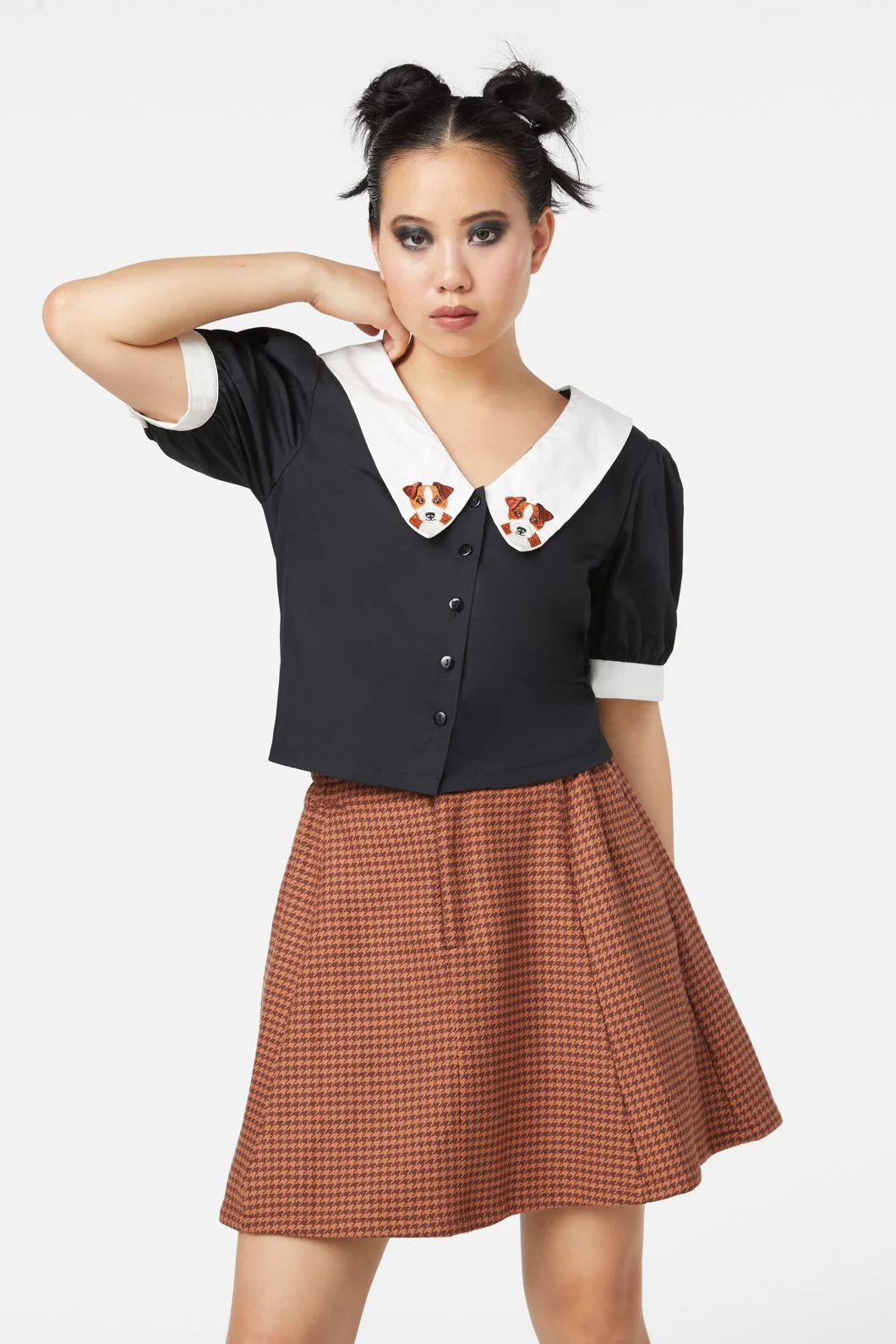 Puppy Embroidery Blouse