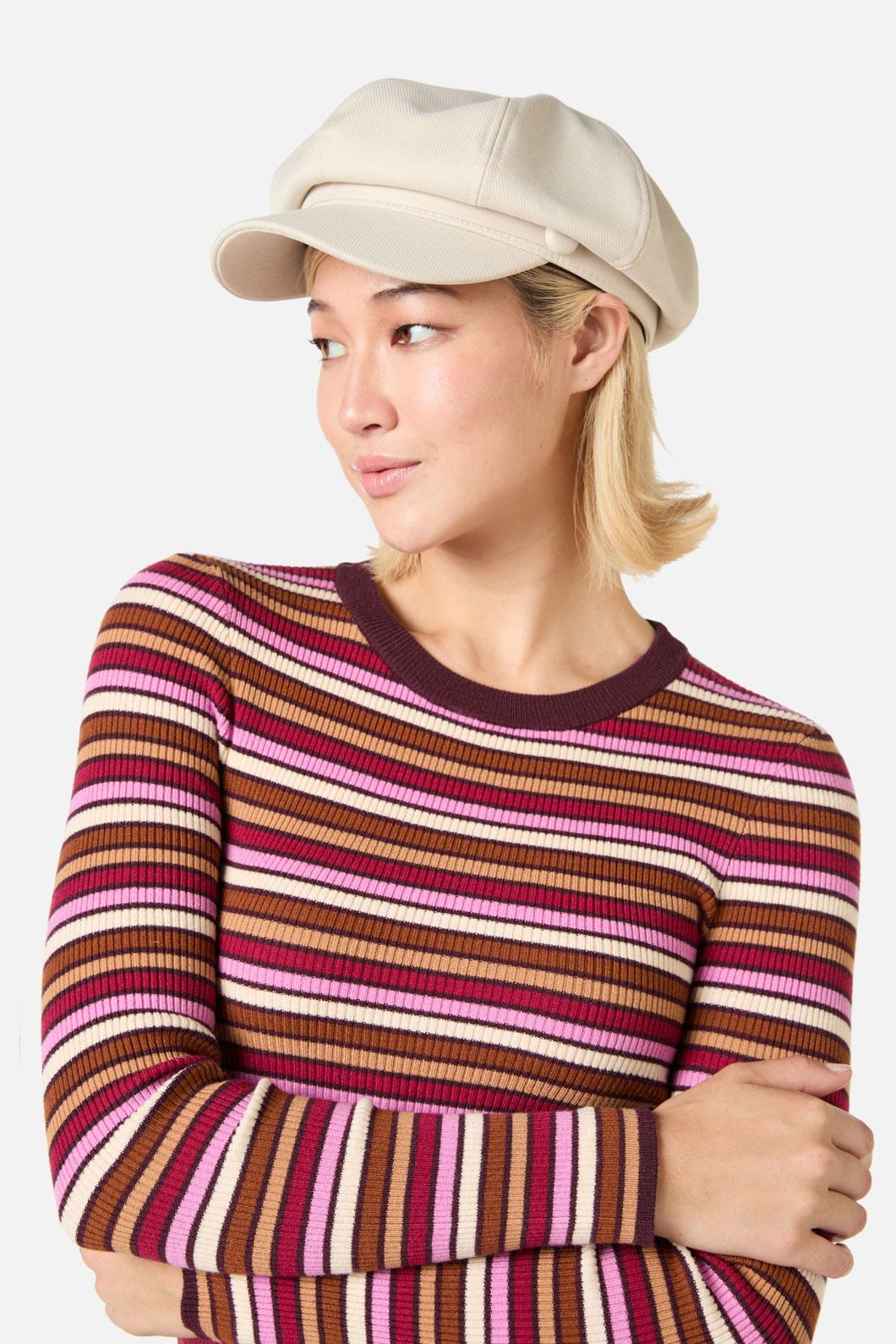 Cream Button Peak Hat