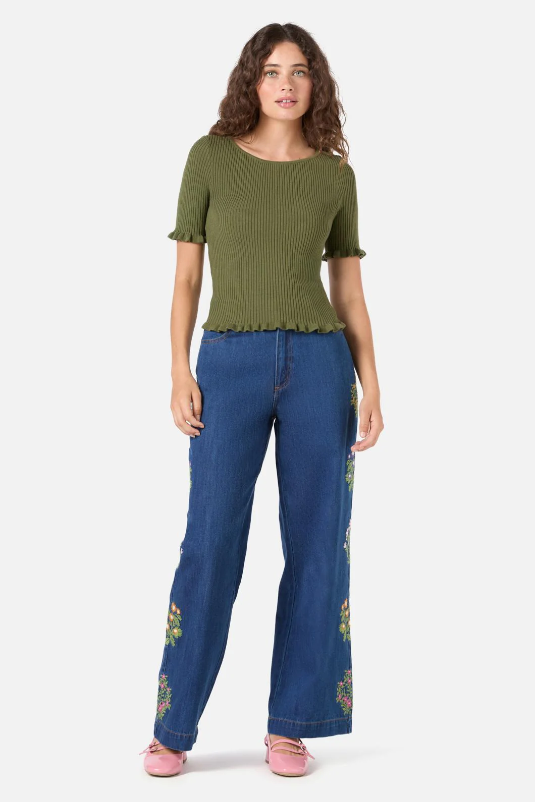 Maya Ruffle Rib Knit Top