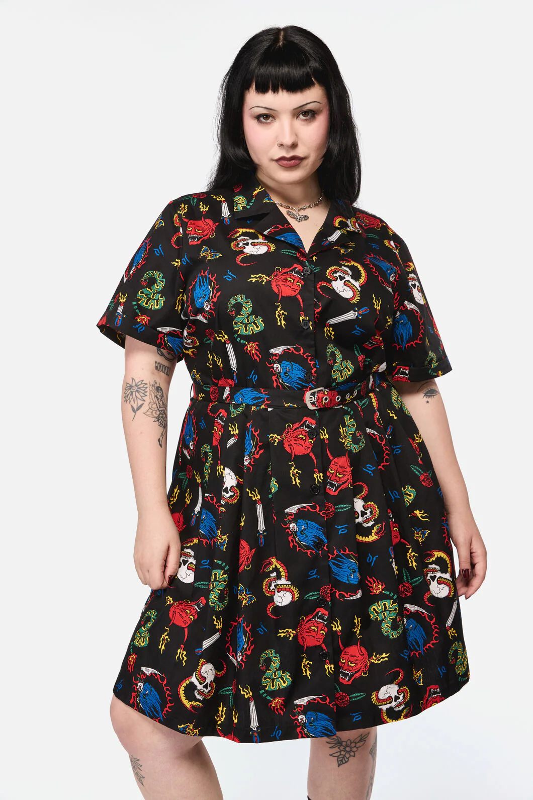 Curve Dangerous Grunge Print Dress