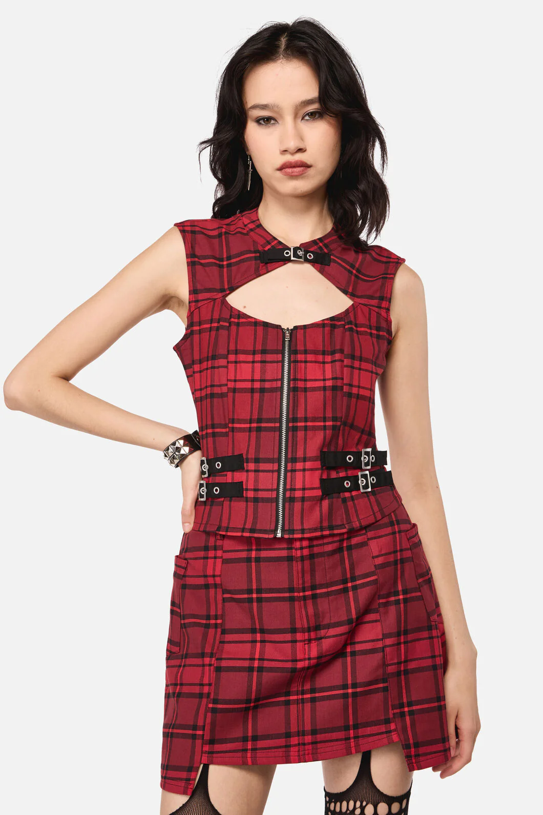 Over It Tartan Corset Top