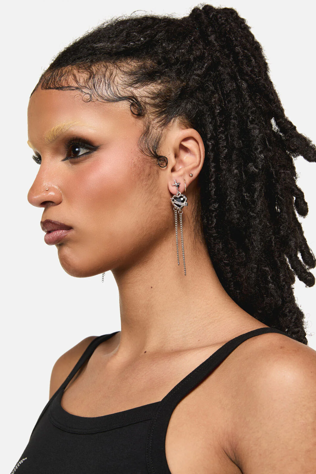 Celeste Black Heart Earrings