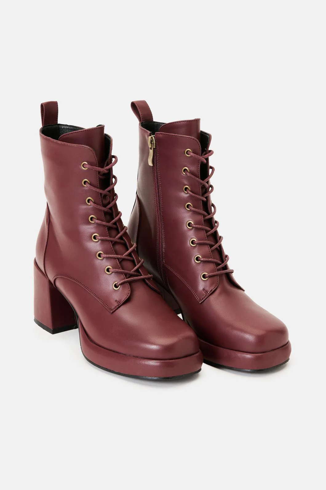 Plum Platform Lace Up Boot