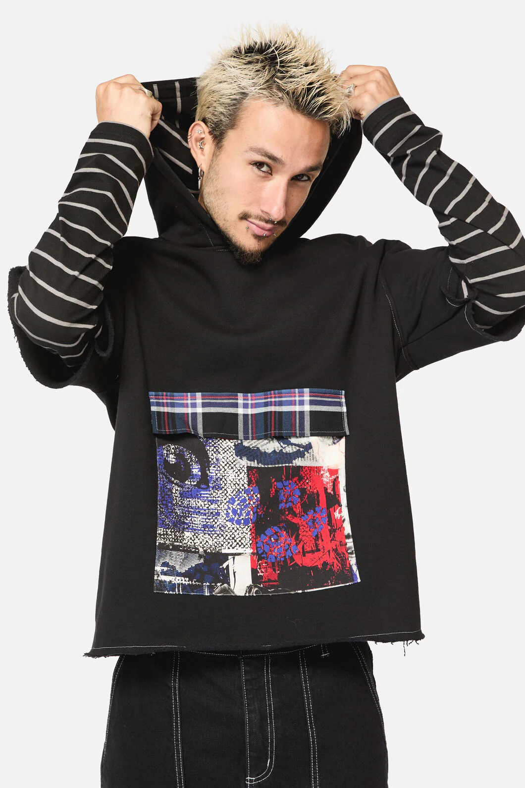 Rot Contrast Sleeve Hoodie