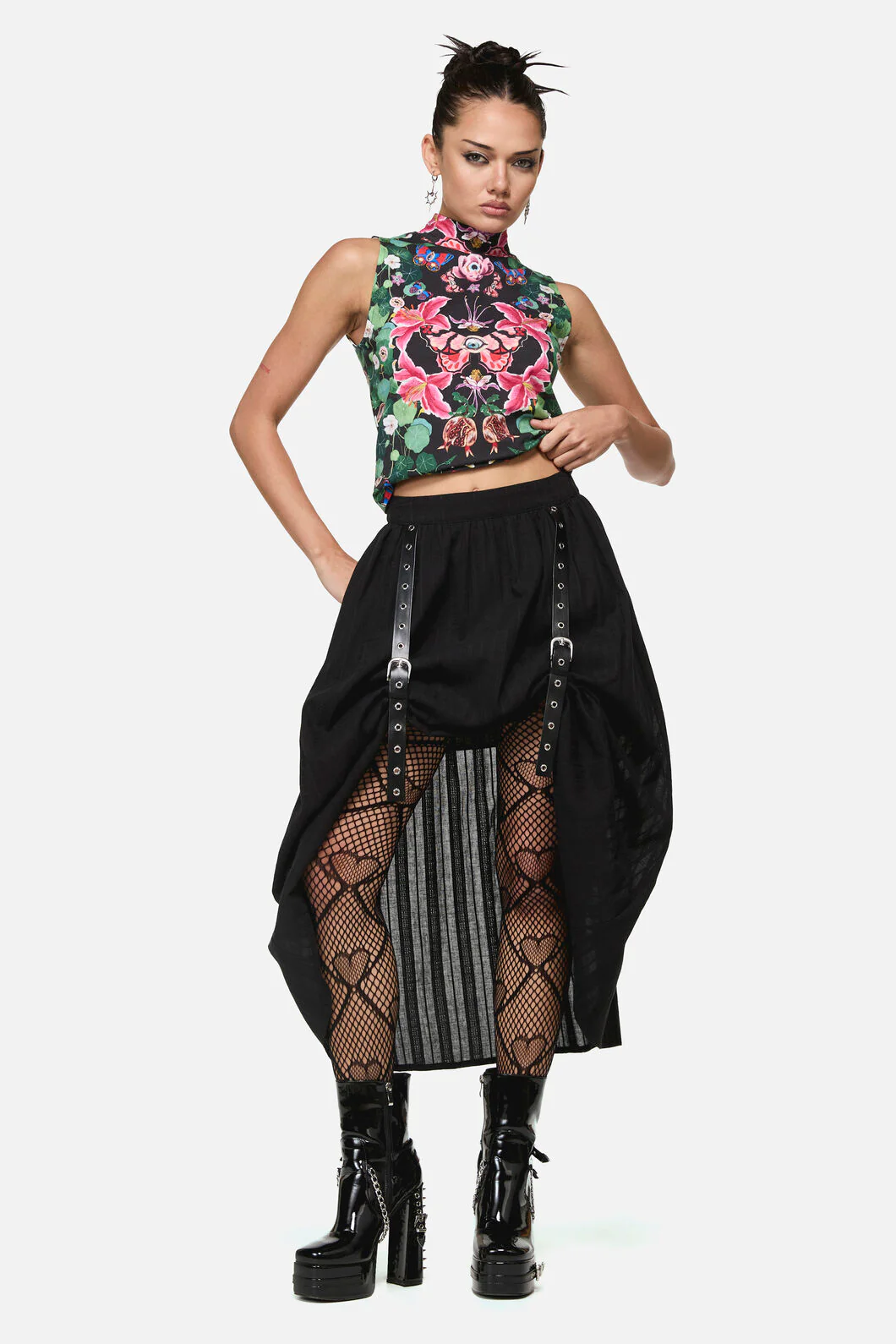 Witches Garden Goth Midi Skirt