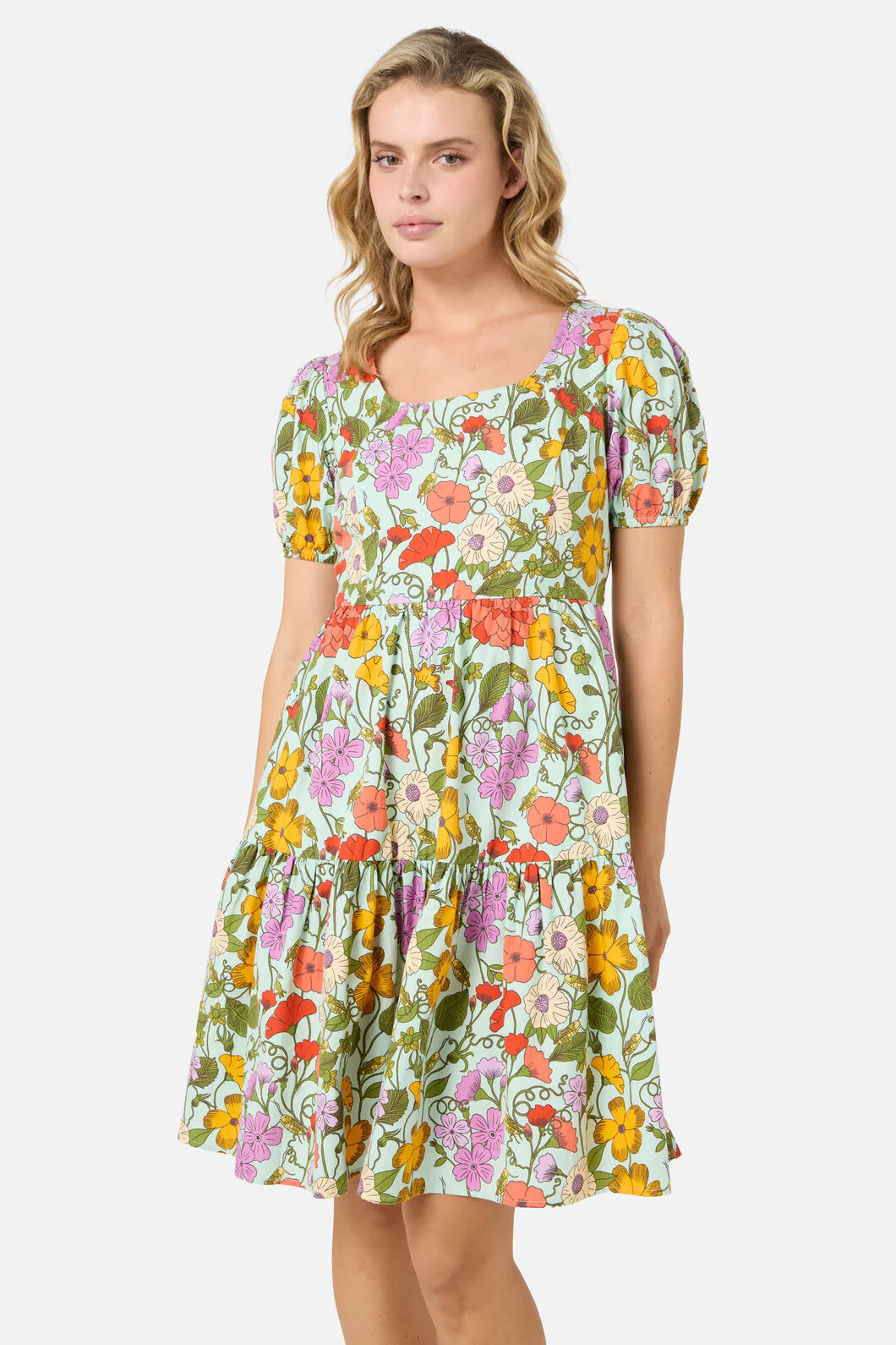 Grasshopper Floral Mini Dress