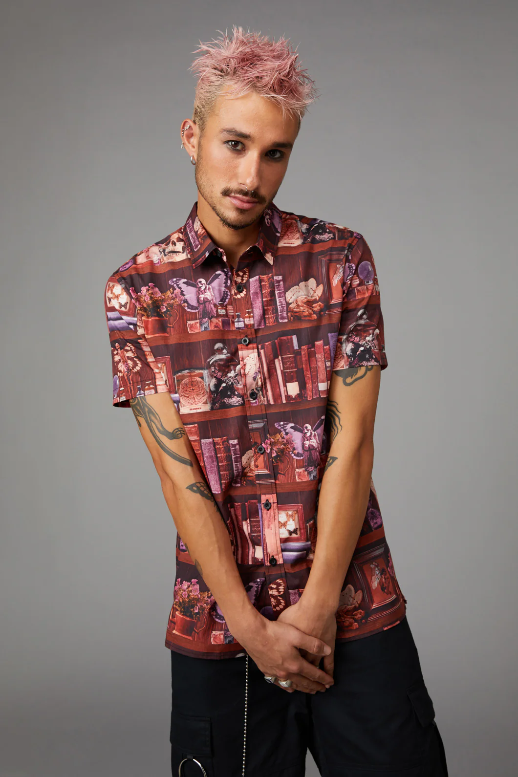 Bookish Print Short Sleeve Shirt