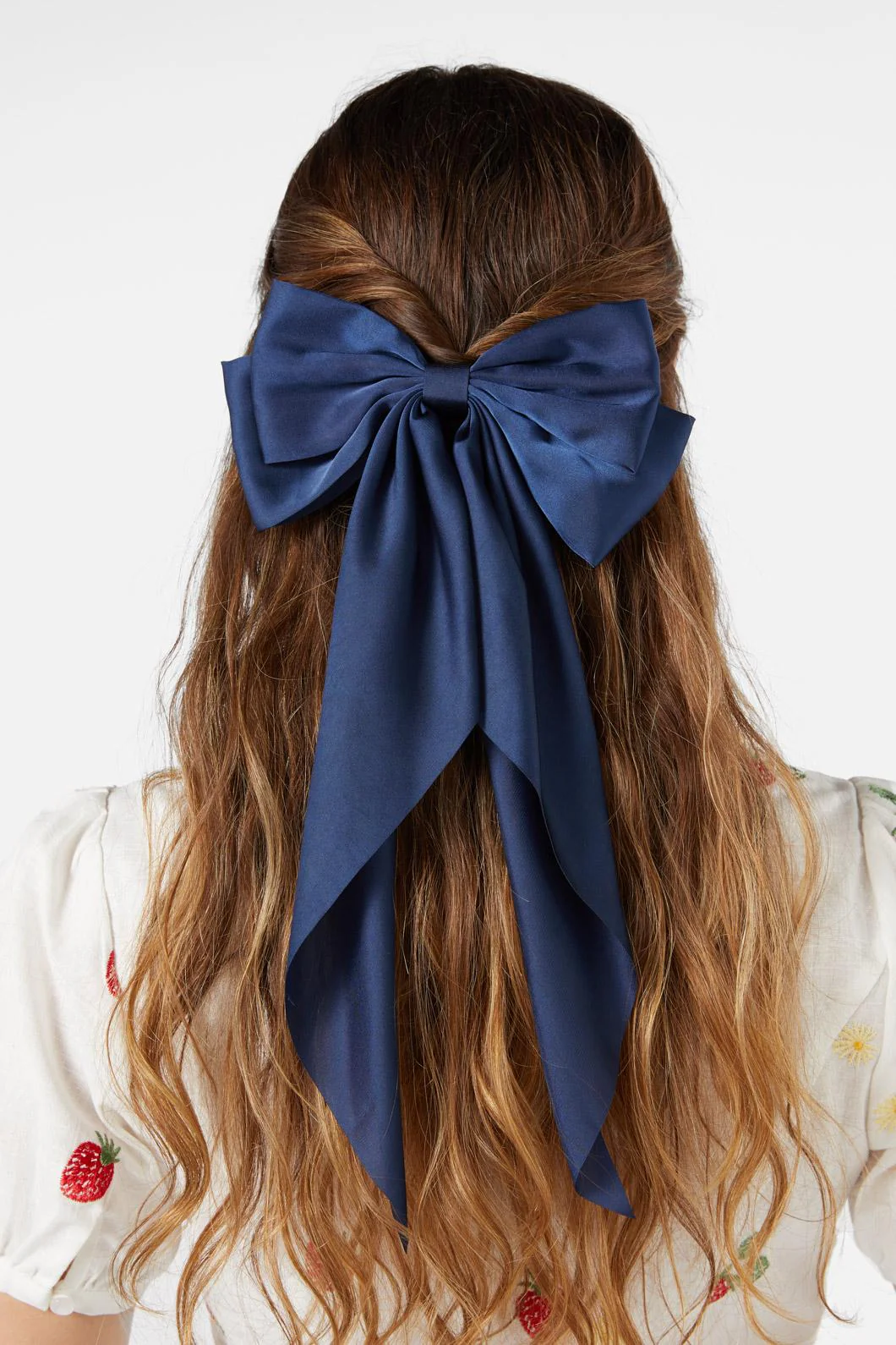 Navy Barrette Bow Clip