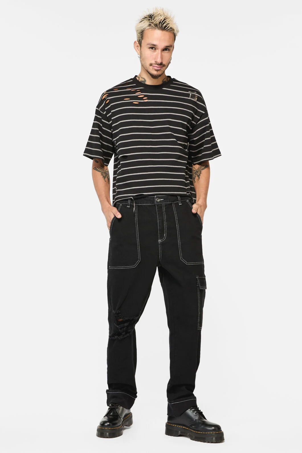 Scribbles Stripey Distressed Tee